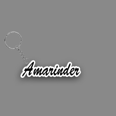 SY Gifts SYG Amarinder Name Keychain White And Black Key Chain