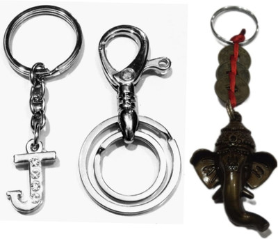 ROYALHUB Ganesha J name letter & hook Key Chain