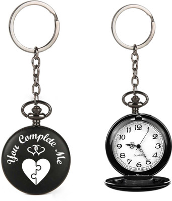 Tiny Tim Gandhi Style You Complete Me Engraved For Gifting on Valentine Day Pocket Watch Key Chain