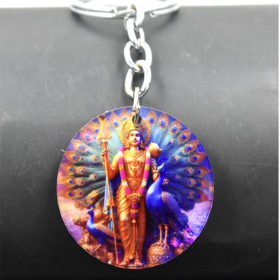 Abhiora Fashion Lord Murugan Kartikeya Religious Gifiting Keychain for Men and Women Key Chain
