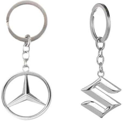 FLAMBE New_Combo Of Suzuki & Mercedes Logo Metal Keychain For Bike & Car Keychain Key Chain