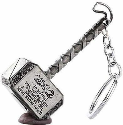 Jainjon Thor Hammer Brass With Wording Metal Keyring (Gold) Key Chain