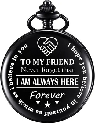 Tiny Tim Royal Black Pocket Watch To My Friend Engraved Unique Gift for Loved Ones Key Chain