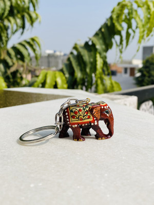 ANAWARIYAS Red sandalwood painting hathi keychain Key Chain