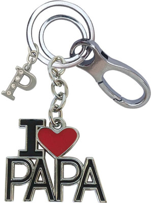 SHOKY LOOKS Elegant Design I Love Papa With P Letter Locking Lock Gifted For father’s day Key Chain