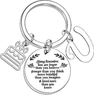 Artisans Crafted Birthday Keychain with Letter U & Inspirational Quote Pendant Key Chain