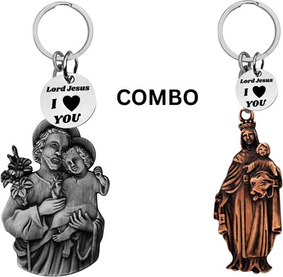 The Men Gift Lord Jesus Keychain Combo– Sacred Heart Religious Keyring Set ShivkeyCom637-653 Key Chain