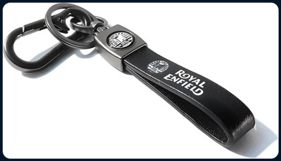 GIKH PREMIUM LEATHER & metal COMPATIBLE WITH ROYAL ENFIELD (Black)-Keychain Key Chain