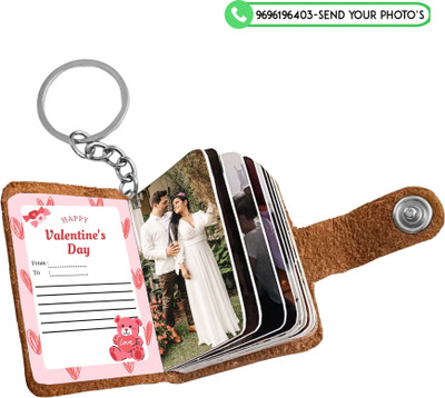 FLASHINGCLICK Customizable Leather KeyChain with12-24 Photo Print Perfect Gift Valentine's day Key Chain
