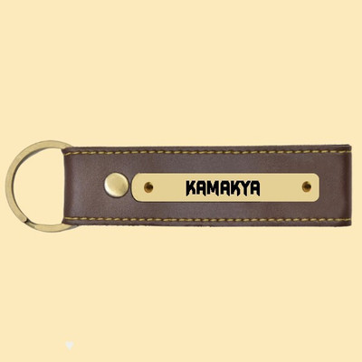 SY Gifts Kamakya Name Brown Artificial Leather Keychain Key Chain