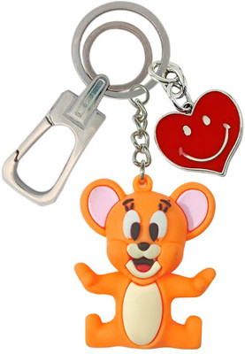 SHOKY LOOKS Premium Rubber Finished Jerry With Heart shape Smiley Locking Lock Key Chain