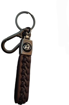 MAG BEE Hyundai logo leather strap with hook(Brown) Key Chain