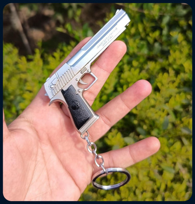 GIKH Silver Tactical Defender Metal Gun Keychain with Holster-Keychain Key Chain