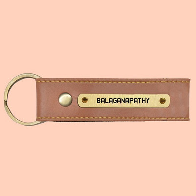 SY Gifts SYG Balaganapathy Name Vegan Leather Keychain Key Chain