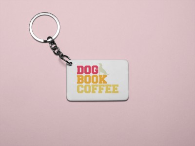 Rushaan Dog book and coffee -Printed Acrylic Keychain (Pack Of 2) Key Chain