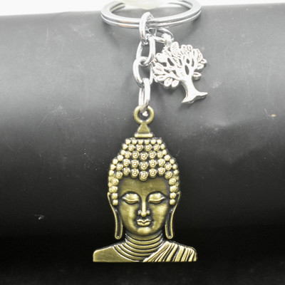 AFH Lord Bhagwan Buddha Metal Tree of Life Bronze Keychain for Car Bike Home Key Chain