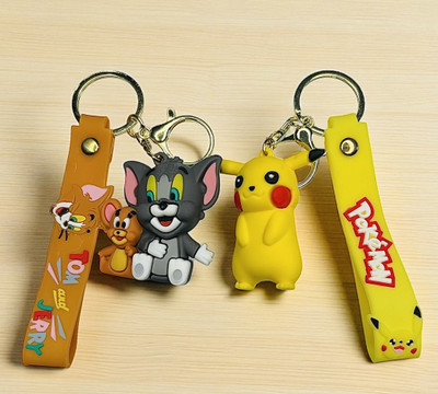 cutieclicks 3D COMBO Cartoon Duo Keychain Set - Tom & Jerry with Pikachu Key Chain