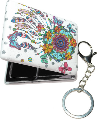 Tritra Rectangle Pocket Makeup Double Mirror Keychain