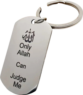 M Men Style Only Allah Can Judge Me Engraved Arabic Muslim Quranic Keychain Skey2025127 Key Chain