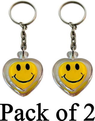 swagtreg Heart Shape Smiley Keychain Combo Pack of 2 – Cute Plastic keyring for bags, key Key Chain