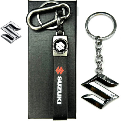 FLAMBE Suzuki Leather Belt Keychain Steel Logo Keychain Pack Of 2 Key Chain