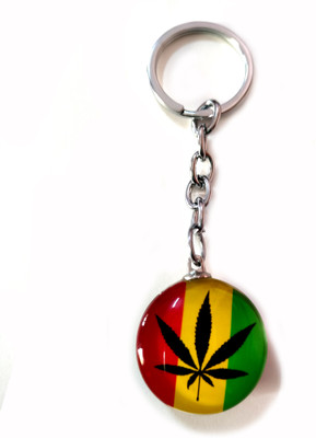 Meeko.com Leaf Bob Marley Glass Key Chain Key Chain