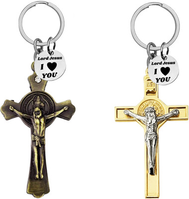 The Men Gift Jesus cross & Gold Crucifix Keyring Set ShivkeyCom663-673 Key Chain