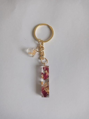 SnipNclip Crafts I alphabet resin Keychain with real rose petals preserved and heart Key Chain