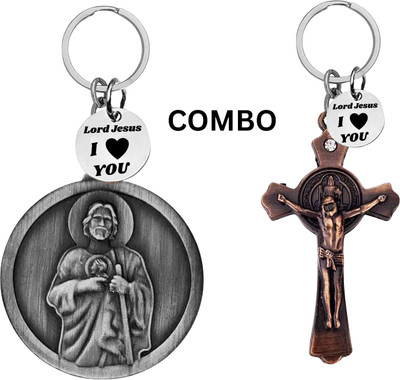 M Men Style Lord Jesus Keychain Combo– Sacred Heart Religious Keyring Set SkeyCom631-662 Key Chain