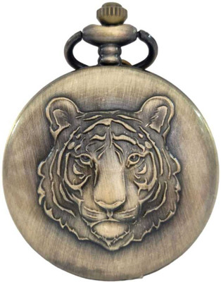 n v p Antique Tiger Face Theme Vintage Premium Gandhi Style Pocket Watch Key chain Key Chain