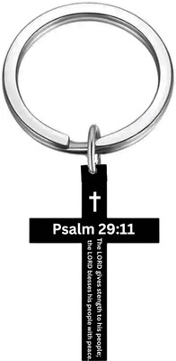 Sullery Bible Verse Keychain Christian Cross Black Psalm 29:11 SulleryKey202563 Key Chain