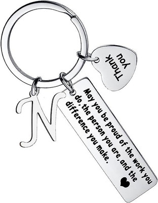 Artisans Crafted Thank You Keychain With Initial Letter Pendant N Key Chain
