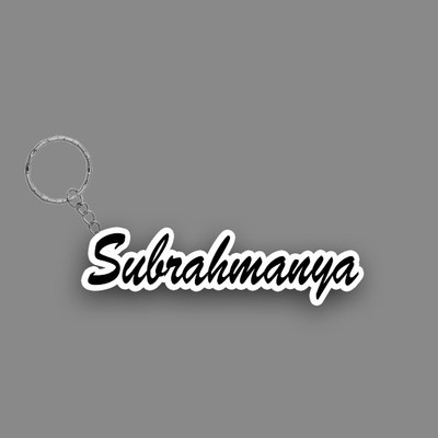SY Gifts SYG Subrahmanya Name Keychain White And Black Key Chain