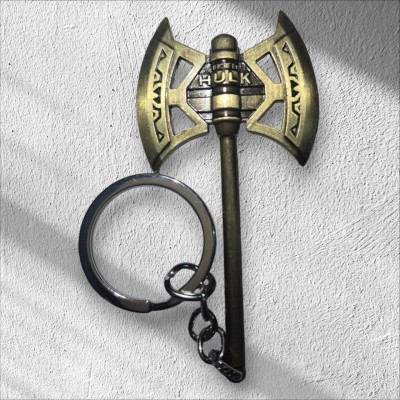 FashionPalace A keychain designed like a battle axe with the word HULK warrior Metal Keychain Key Chain