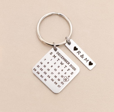 Myurawells Laser Cut Keyring Anniversary Wedding Favour Save the Date Key Chain