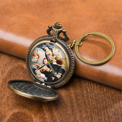 GT Gala Time Bronze BTS Theme BTS Army Dial Printed for Gift Pocket Watch Key Chain