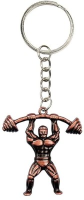 NSV Gym Body Builder Weightlifter Present Brown Zinc Metal Sport Keychain Key Chain