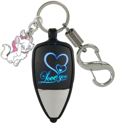 SHOKY LOOKS Multicolor Love U LED Light With White CAT Fashionable Locking Lock Key Chain