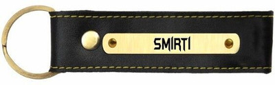 Prihit NEW_Smirti Name Black Leather Keychain Key Chain