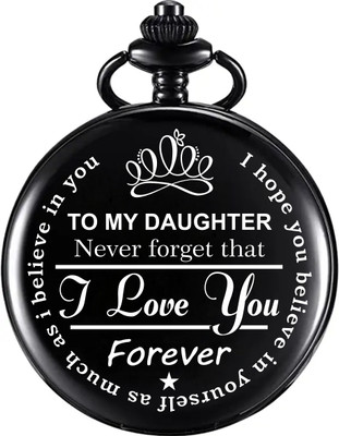 Classic Quirk Gandhi Style Black To My Daughter Engraved Daughters Day Gift Royal Pocket Watch Key Chain