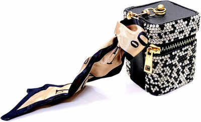 ADOREAL Keychain For Girls Black Color Stone Studded Key Chain