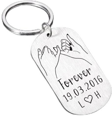 MOHIT CRAFT Custom Date and Initials Pinky Promise Keychain, Christmas Gift, Best Friend Key Chain