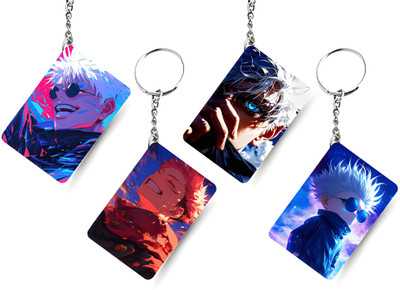 sublix Key chain - (pack of 4)Gojo Printed Keychain for Bike, Scooty, Car Key Chain