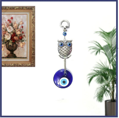 Auto Emporium Hub Evil Eye Hanging with Owl Protection, Good Charm and Prosperity at Office, Home Key Chain