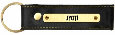 SY Gifts Jyoti Name Black Leather Keychain Key Chain