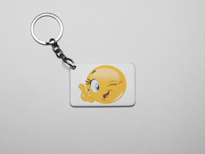Rushaan Blink a wink Emoji - Printed Acrylic Keychains(Pack Of 2) Key Chain