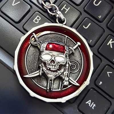 Vipanih Pirates of Caribbean, Jack Sparrow Captain Skull, Spinning/ Rotating, Metal Key Chain