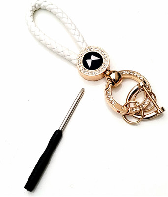 ADOREAL Mahindra Keychain And Keyring White Rope Golden Ring Key Chain