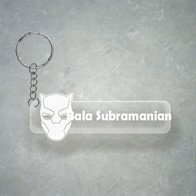 SY Gifts D2 Black Panther Keychain With Bala Subramanian Name Key Chain