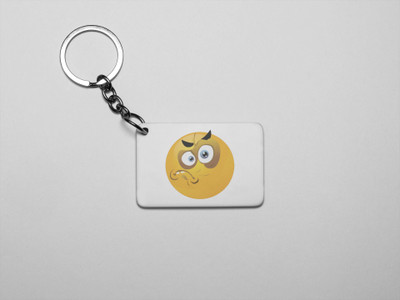 Rushaan Angry Emoji- Printed Acrylic Keychains(Pack Of 2) Key Chain